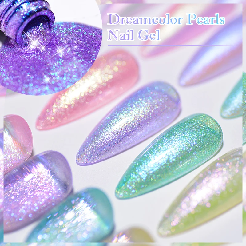 MEET ACROSS 7ml Aurora Dream Color Gel Nail Polish Shimmer Pearls Summer Soak Off UV Gel LED Nail Art Varnish For Manicure