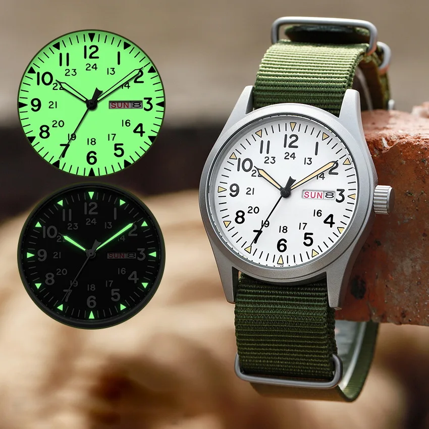 Men's Quartz Wristwatch Canvas Strap Dual Calendar 3ATM Waterproof Fashion Casual Sports Watch Male Student Daily Outdoor Watch