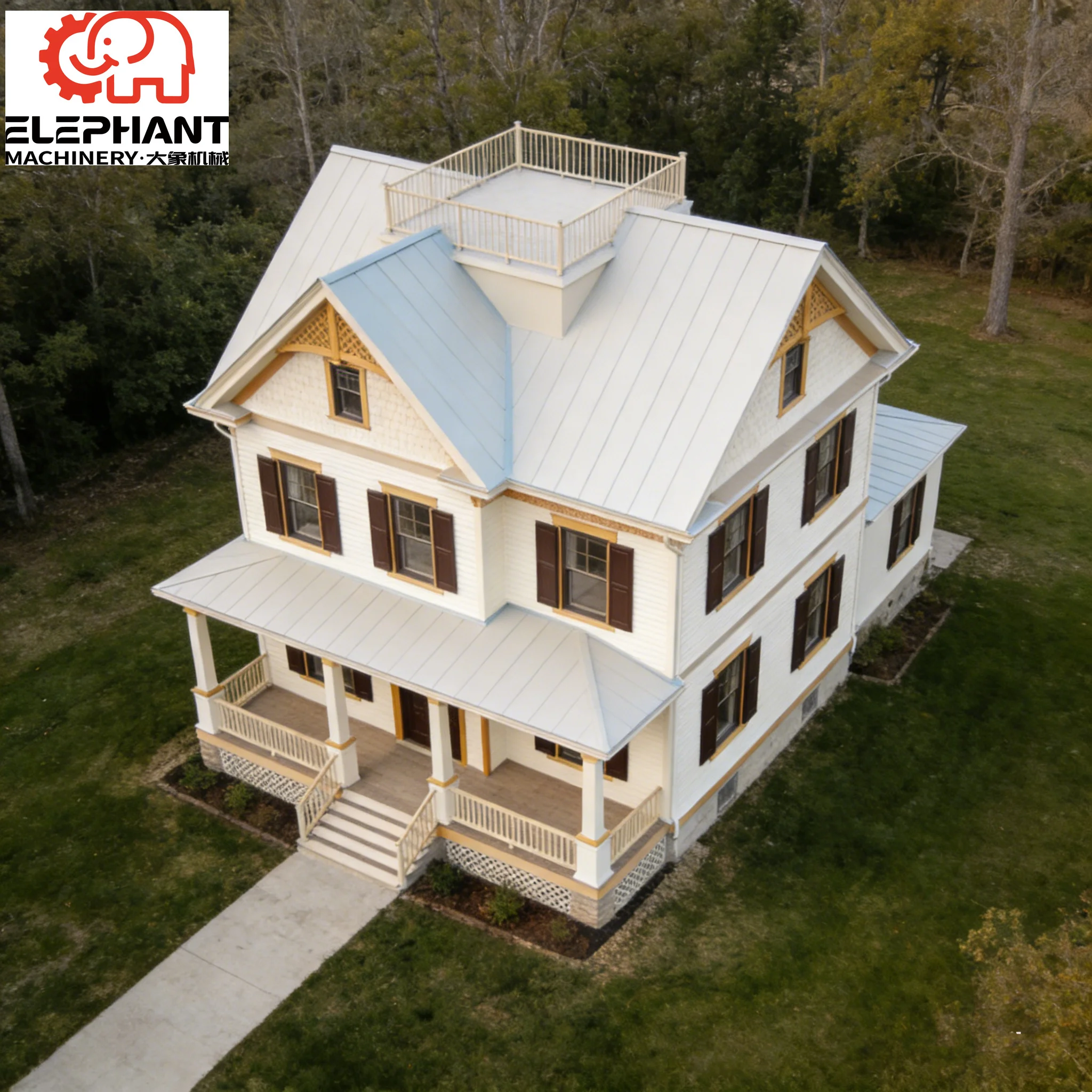 Light Steel Villa Luxury House Customized Free Design High-Quality  2 Storey Prefabricated Light Steel Building 5 Bedrooms