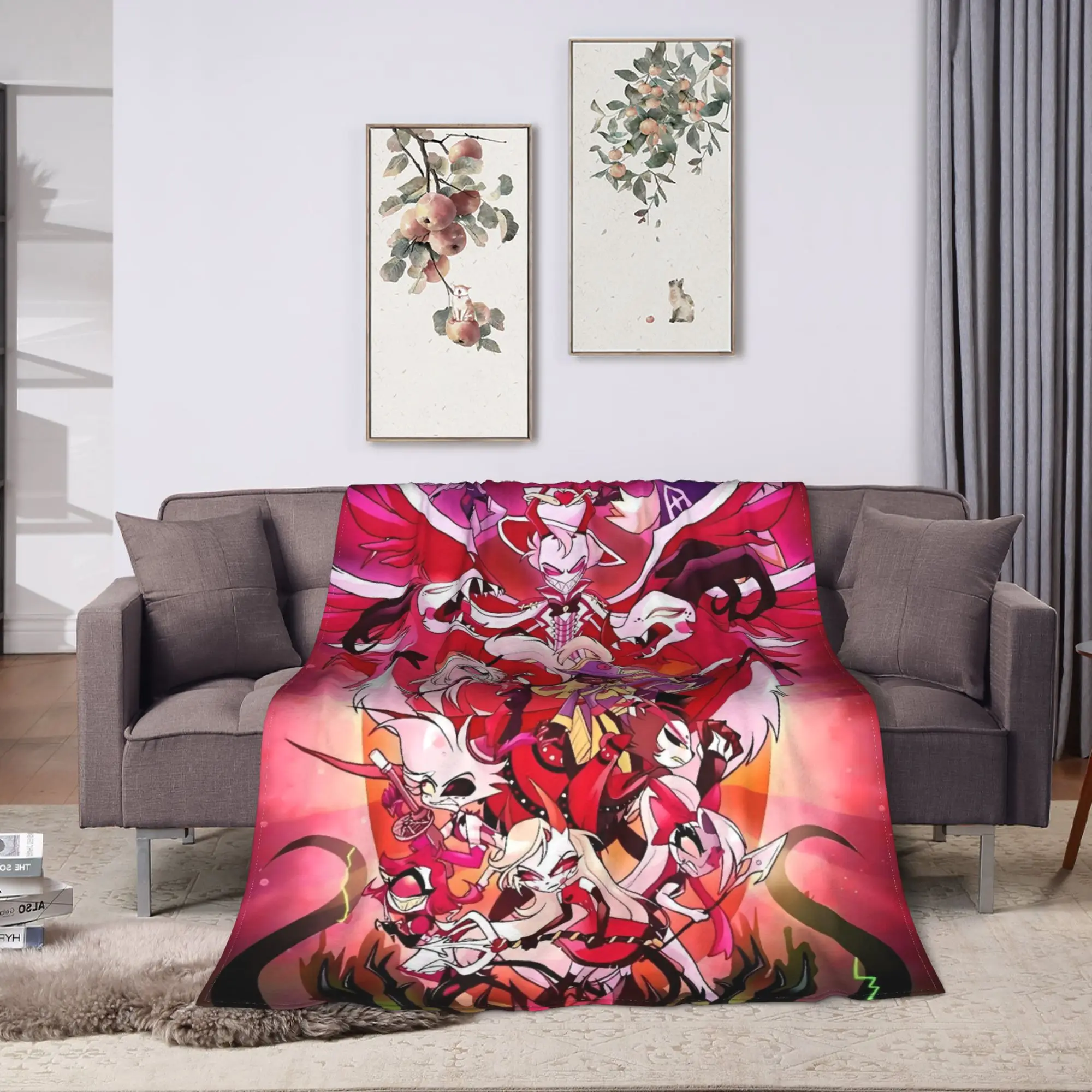 VOX H-Hazbin Hotel Alastor Game Blankets  Warm Soft Pattern Plush Throw Blanket For Outdoor Travel Flannel Bedspread Bed Cover