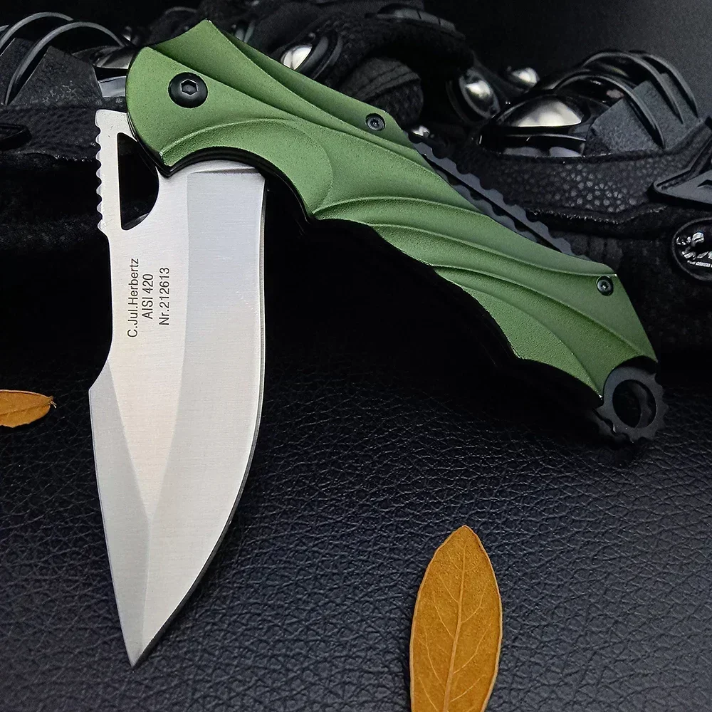 440C CJH420 Hunting Folding Knife Utility Folder Tools Pocket Camping Tactical EDC Jackknife Aluminum Handle Self Defense Knives