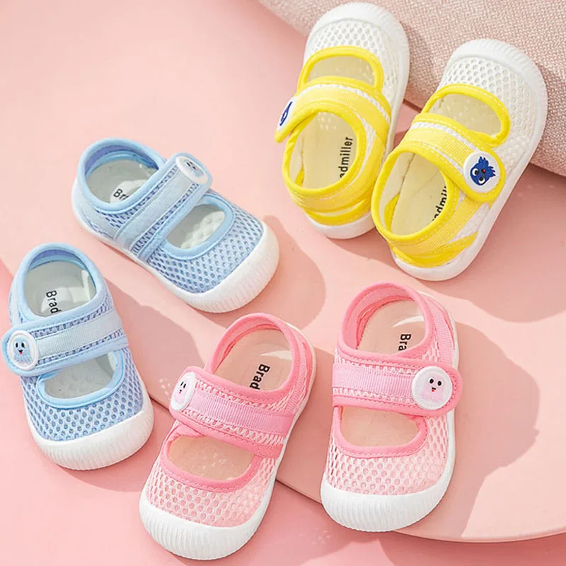 

Summer Kids Fashion Comfortable Soft Sole Shoes Mesh Breathable Non Slip Anti-Collision Toe Infant Toddler First Walkers Shoes