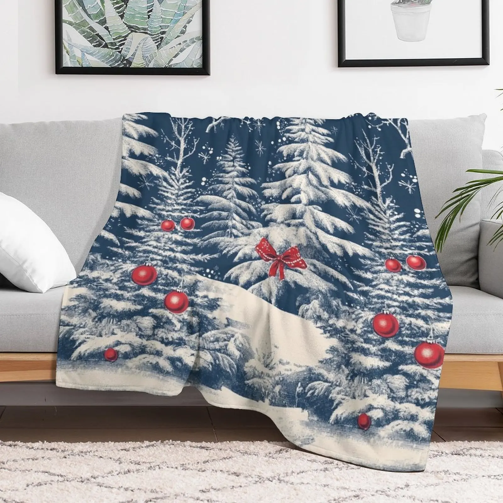 Classic Blue and White Christmas by NoarusRainbowLand - Timeless Holiday Patterns 2024 Throw Blanket for sofa Blankets