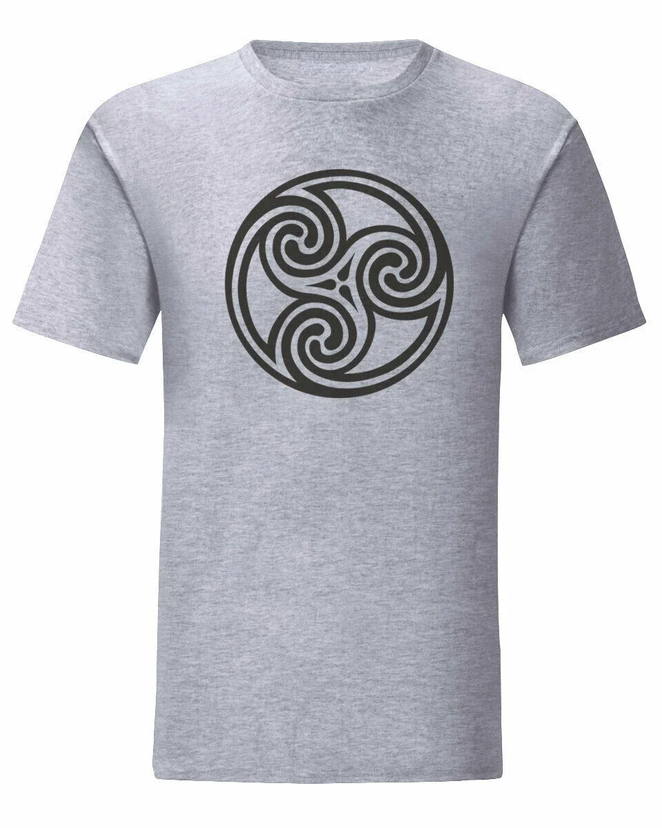 Celtic Triple Spiral Symbo T Shirt. New 100% Cotton Short Sleeve O-Neck T-shirt Casual Clothing Mens Top