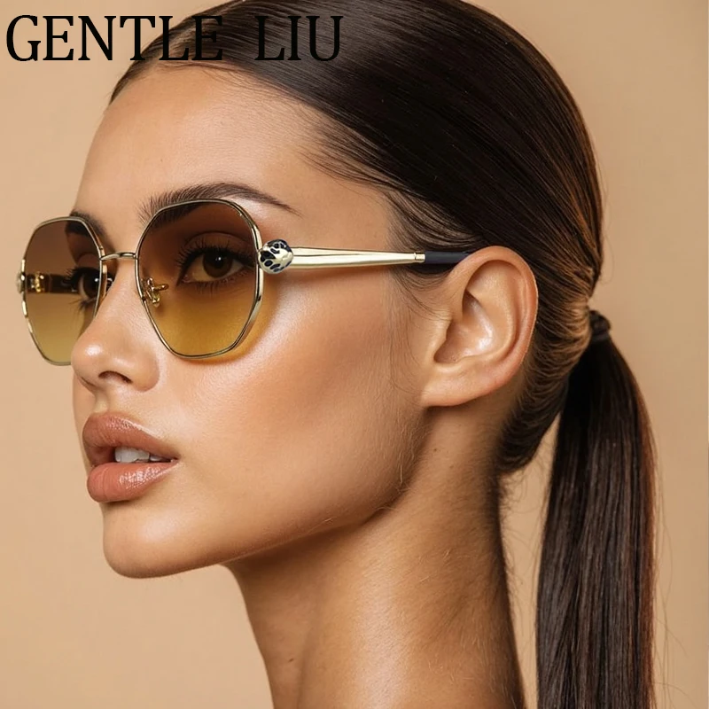 خمر النظارات الشمسية مربع غير النظامية النساء 2025 العلامة التجارية الفاخرة الشرير مضلع إطار معدني نظارات شمسية للسيدات نظارات UV400 ظلال