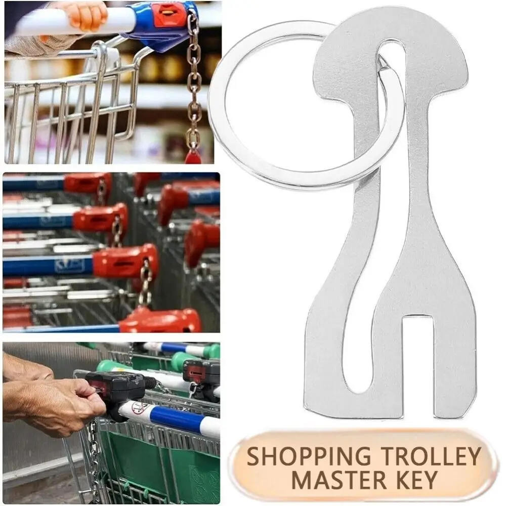 Image of Tragbarer Metall-Trolley-Masterschlüssel-Token mit abnehmbarem Münzhalter, Ersatzmünze, wiederverwendbarer Einkaufswagen-Token, Geschenk