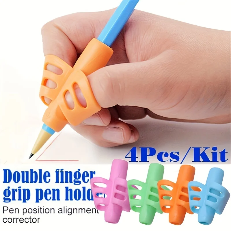 4Multi-color pencil grip for primary school students, children's stationery, soft rubber writing posture corrector, pen grip for