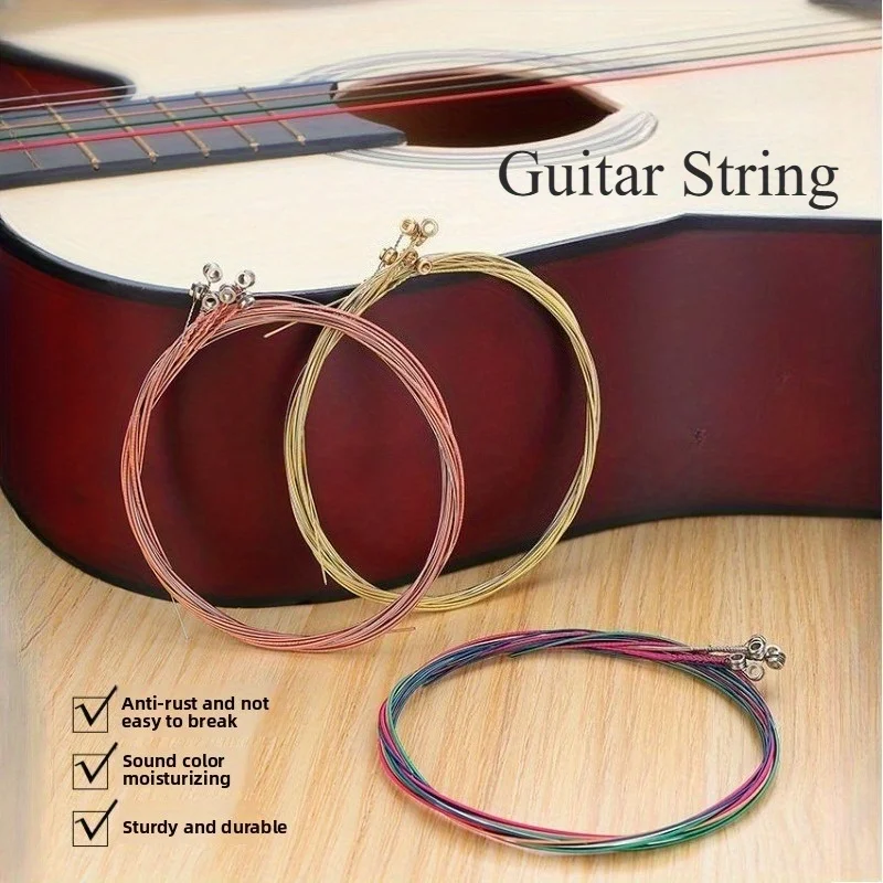 Senar Gitar Akustik Senar Gitar Akustik Satu Set Senar Lengkap Senar Tembaga Warna-warni Set Senar