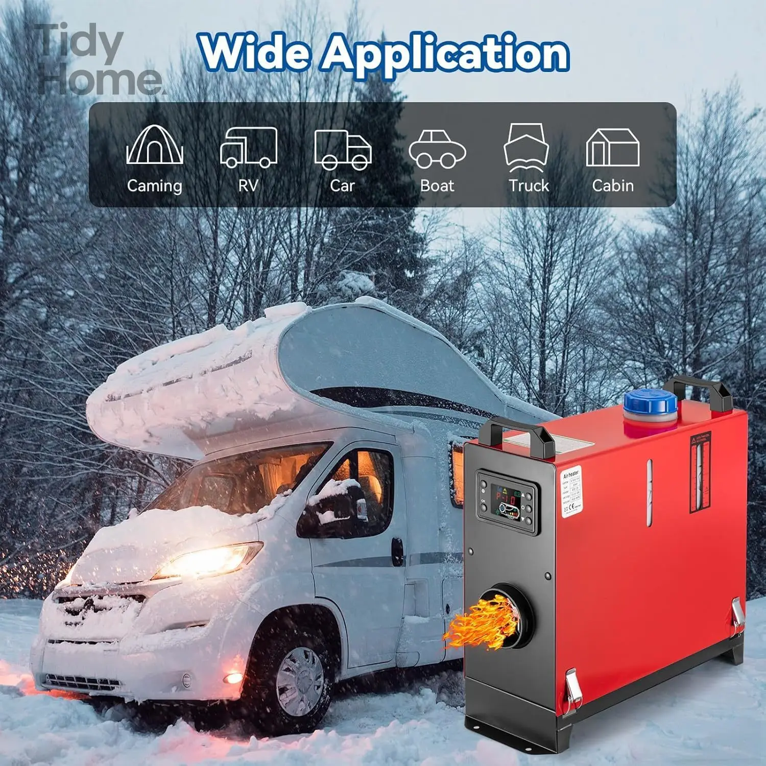 

All in One Portable Diesel Air Heater with Muffler, Remote Control, LCD Monitor, Fast Heating Defrost Defog for Campers, Truck,