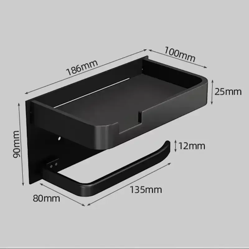 Soporte De Papel Higiénico De Aluminio, Portarrollos montados En La Pared Con Bandeja De Almacenamiento, Soporte Para Teléfono