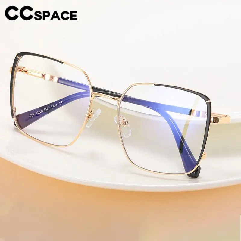 57184 Women Oversized Anti Blue Light Computer Glasses Luxury Metal Optical Spectacles Frames Spring Hinge Eyeglass Frame