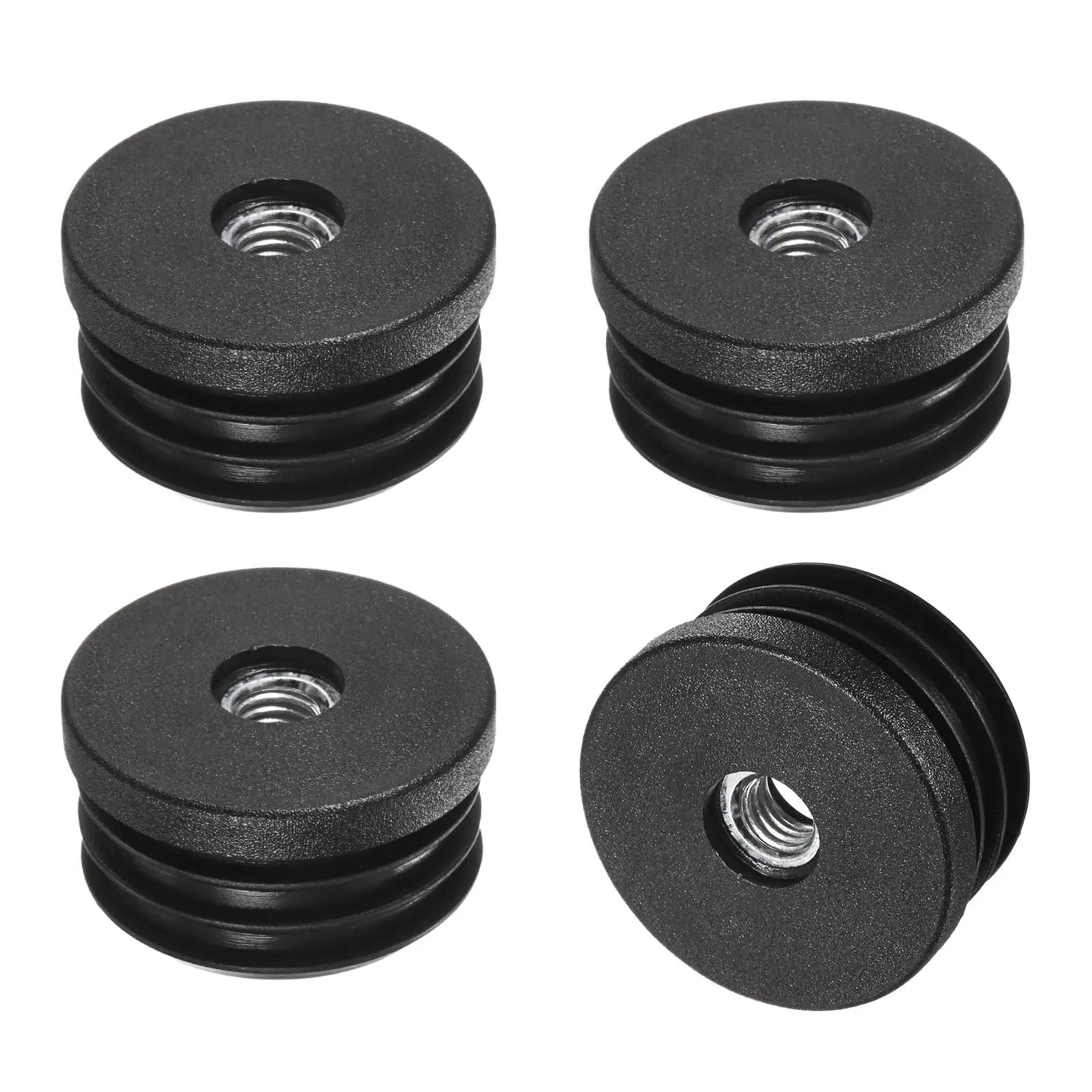 Round Tube Inserts Pipe Plugs with Thread M6 M8 M10 Nut Hole Black Plastic Plugs for Furniture Legs Chair End Inserts Caps