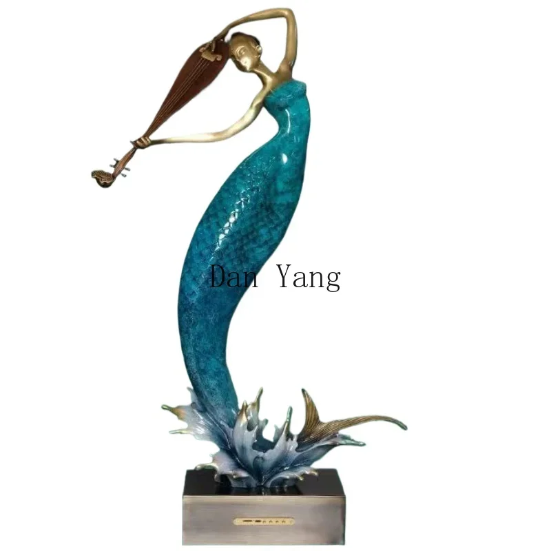 

YJ All Copper Mermaid Ornament New Chinese High-end Home Ornament Living Room Entrance Crafts