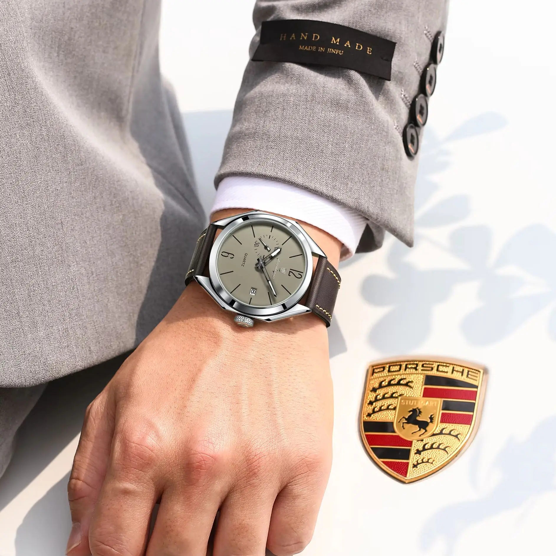 POEDAGAR Original Fashion Male Wristwatch Leather Quartz Business Men Watch Waterproof Luminous Date Elegant Men's Watches Reloj image 6