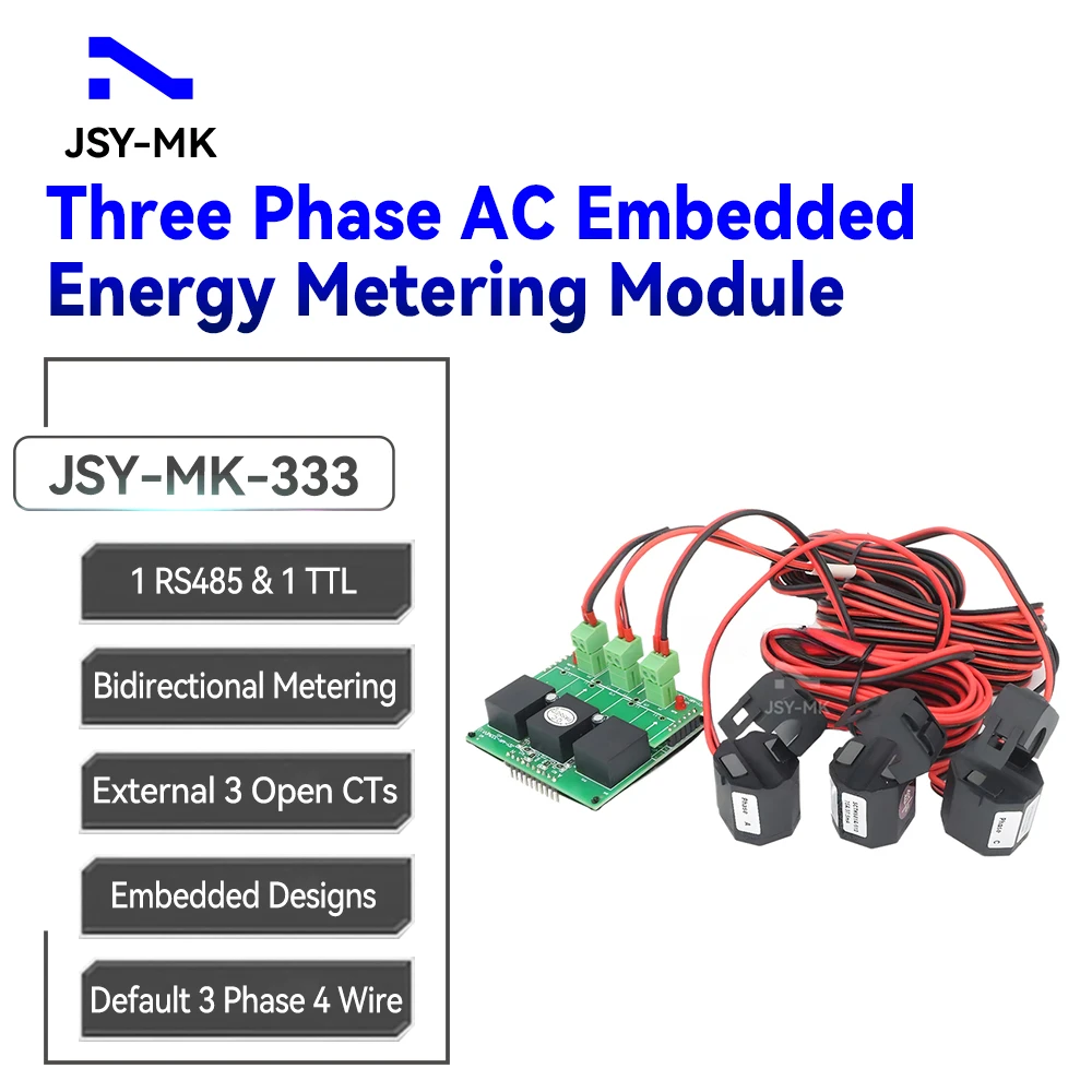 

JSY-MK-333 50mA-63A 50Hz 380V AC Power Meter 3 Phase 4 Wire Electric Energy Meter Module