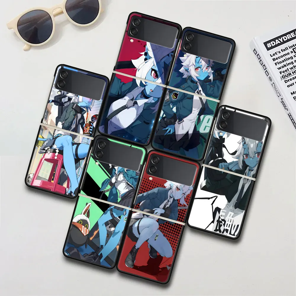 Soijkaku Zenless Zone Zero Case for Samsung Galaxy Z Flip 4 3 5G Hard Black Cell Phone Cover Zflip4 Zflip3 PC Cases Flip4 Flip3