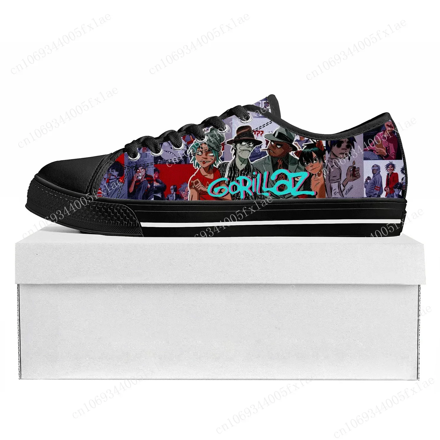 

Gorillaz Band Low Top High Quality Sneakers Mens Womens Teenager Canvas Customized Sneaker Casual Couple Shoes Custom Shoe Black