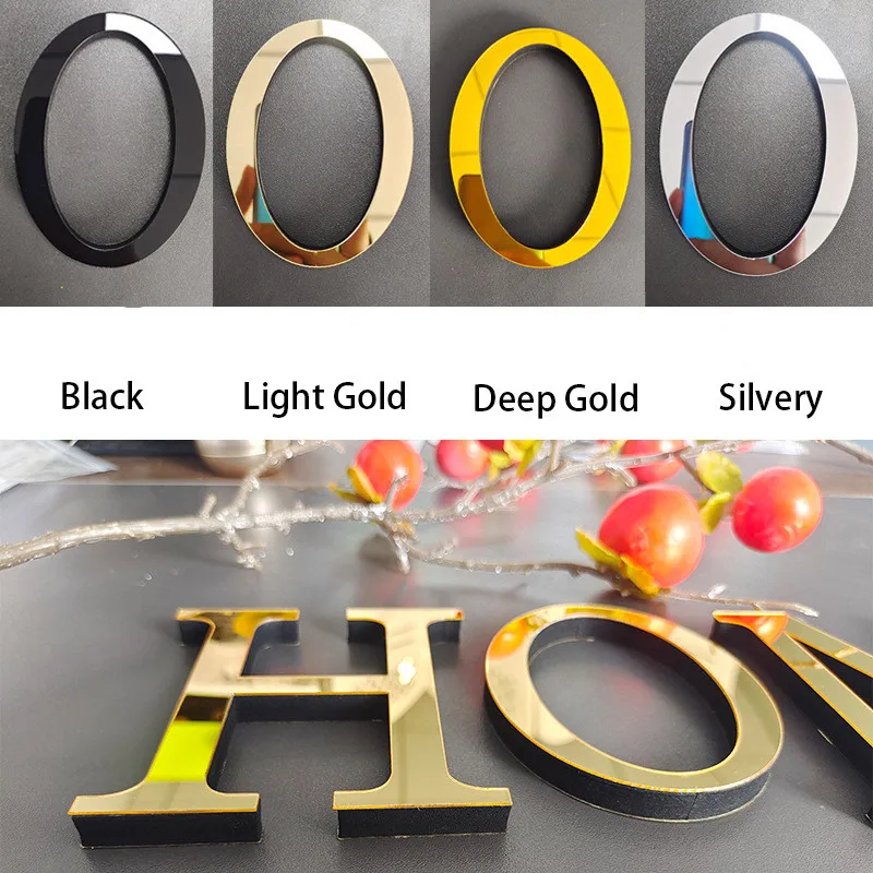 a-z A-Z English Letters Wall Stickers 10cm Acrylic Mirror Reflective 3D Decoration Door Number Letter Words Festival Home Decor