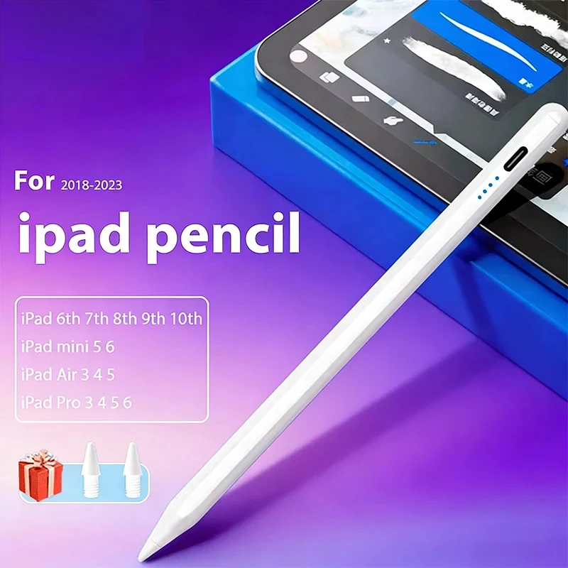 

Стилус-ручка для Apple Pencil 1 и 2 с функцией распознавания ладони и индикатором заряда, аксессуар для iPad 2022, 2021, 2020, 2019, 2018, Pro 11, 12.9, Air, Mini