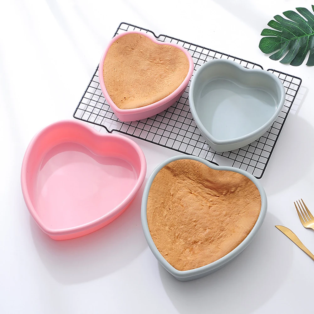 4 7 9 10 inches Heart Shape Muffins Cake Mold Non-stick Silicone Baking Pans Cupcake Molds for Wedding Birthday Christmas Party