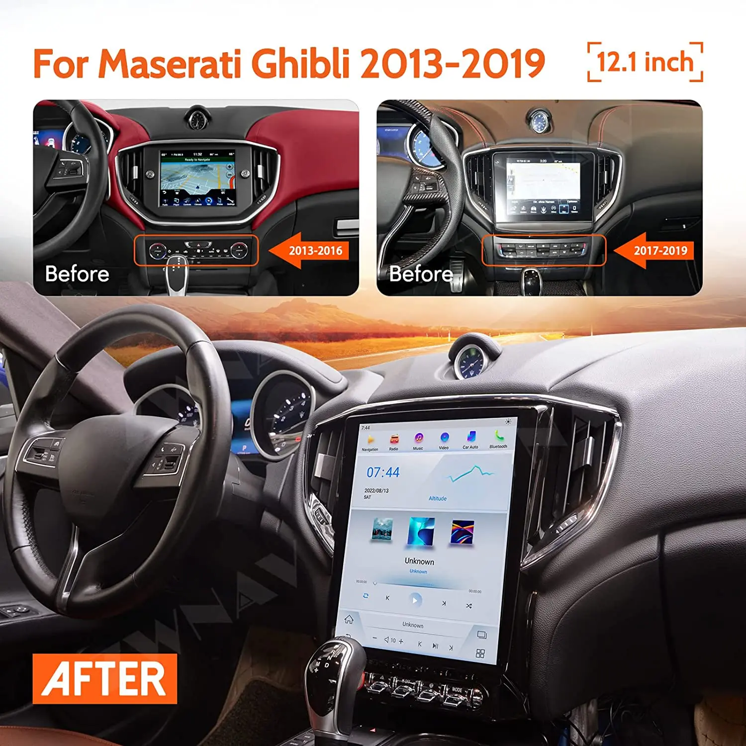 RHD LHD 8 core Qualcomm For Maserati Ghibli Android 13 Radio 2013~2019 Car GPS Navigation Auto Stereo Multimedia Player