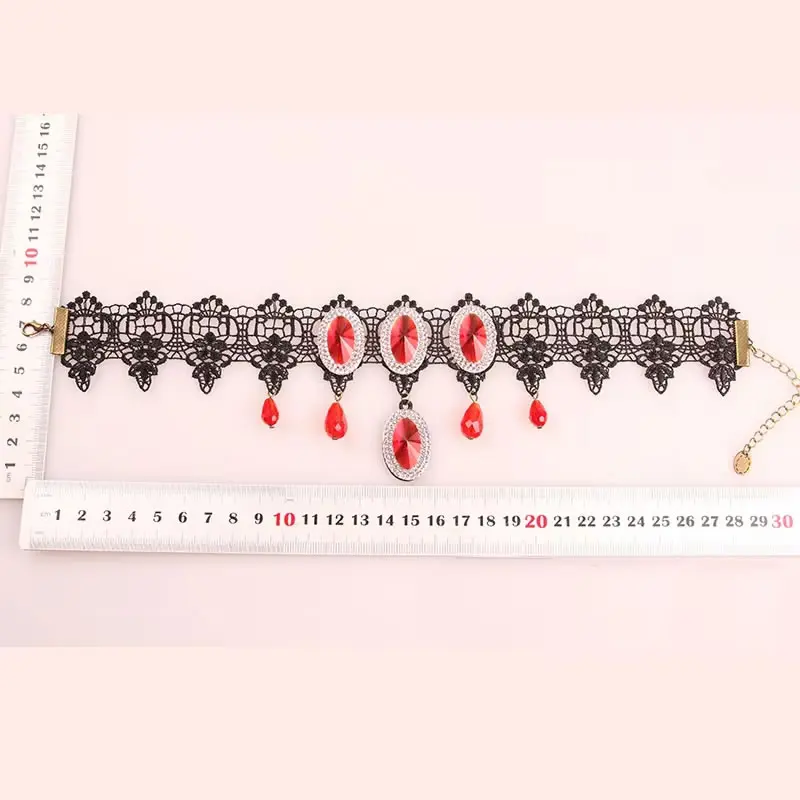 Sexy New Collares Gothic Chokers Crystal Black Lace Neck Choker Necklace Vintage Victorian Women Chocker Steampunk Jewelry
