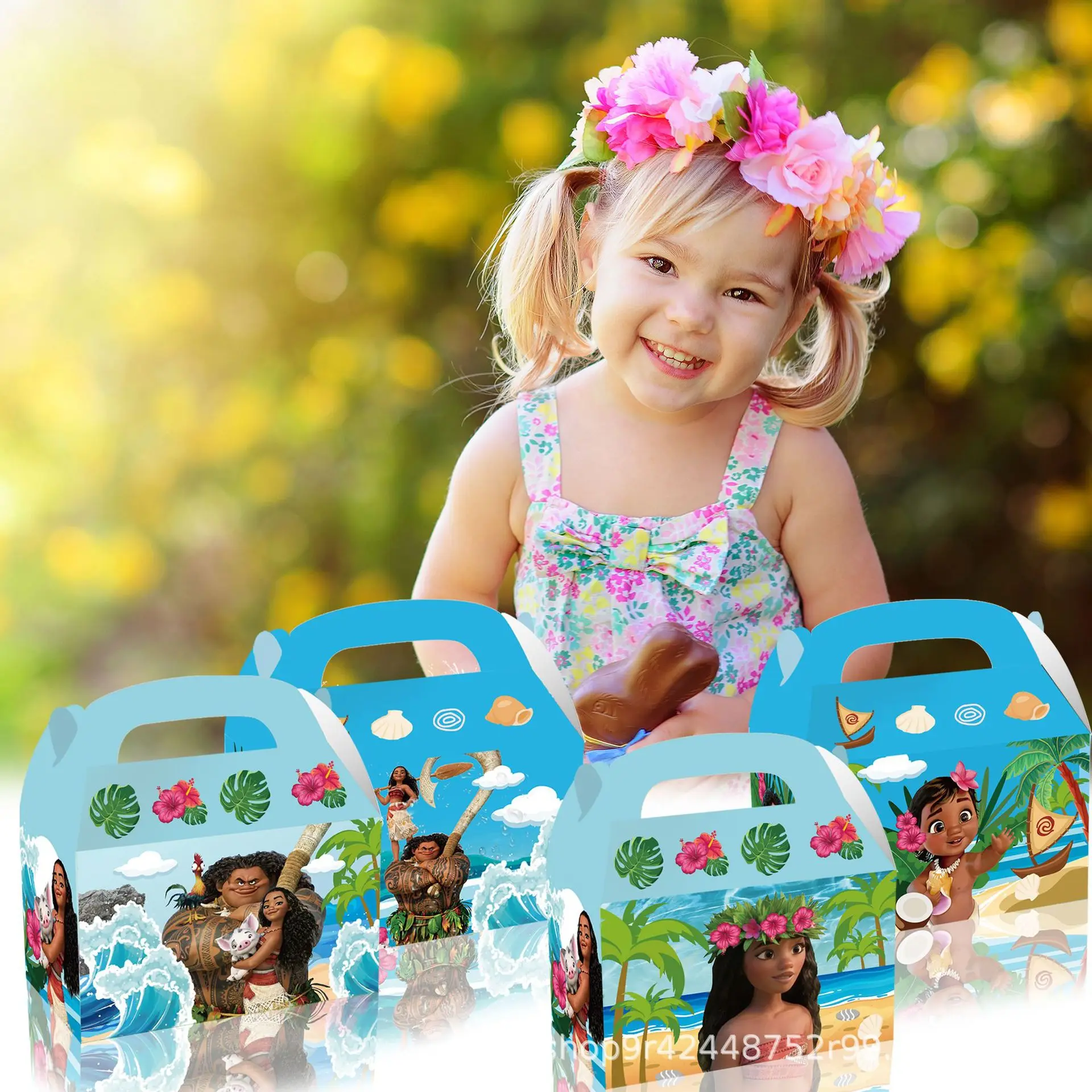 موانا 2 هدايا لحفلات أعياد الميلاد، أكياس هدايا ورقية من موانا، مقبض صندوق حلوى استحمام الطفل للأطفال، مستلزمات الهدايا #4