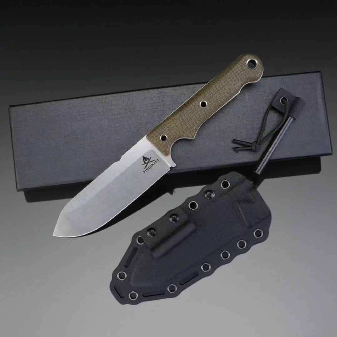 Shirakawa - سكين تكتيكي مستقيم، مقبض من ألياف الكتان، سكين خارجي، أداة تخييم وتسلق الجبال، تقطيع فواكه حادة