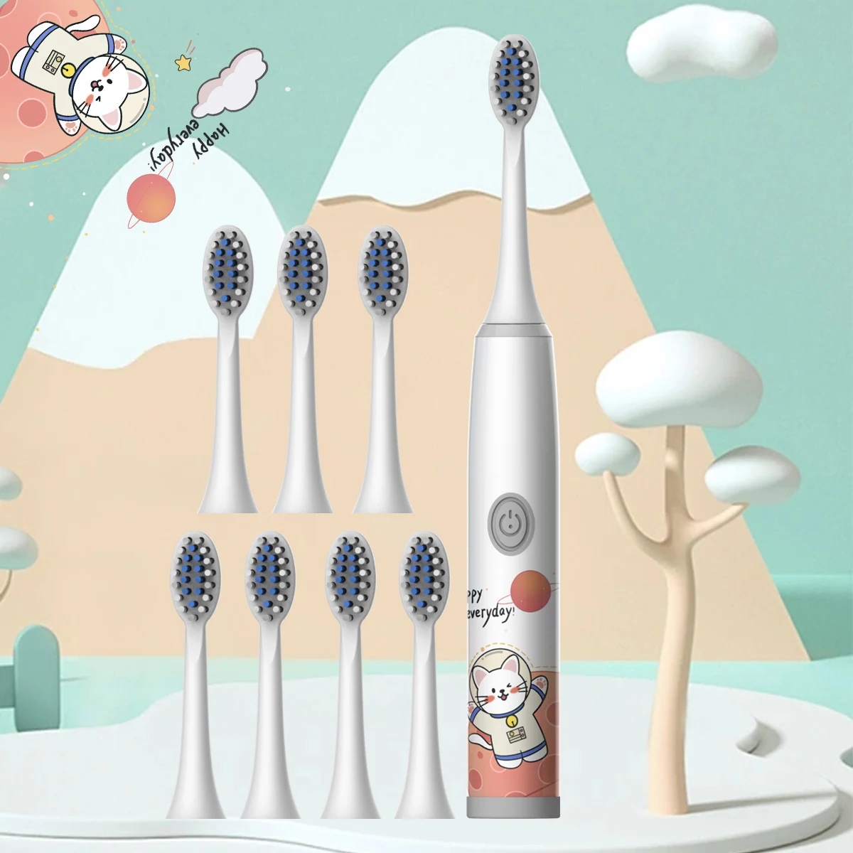 Children\'s Electric Toothbrush Color Cartoon Space Series Children\'s Soft Hair Cleaning Brush (Battery Not Included)