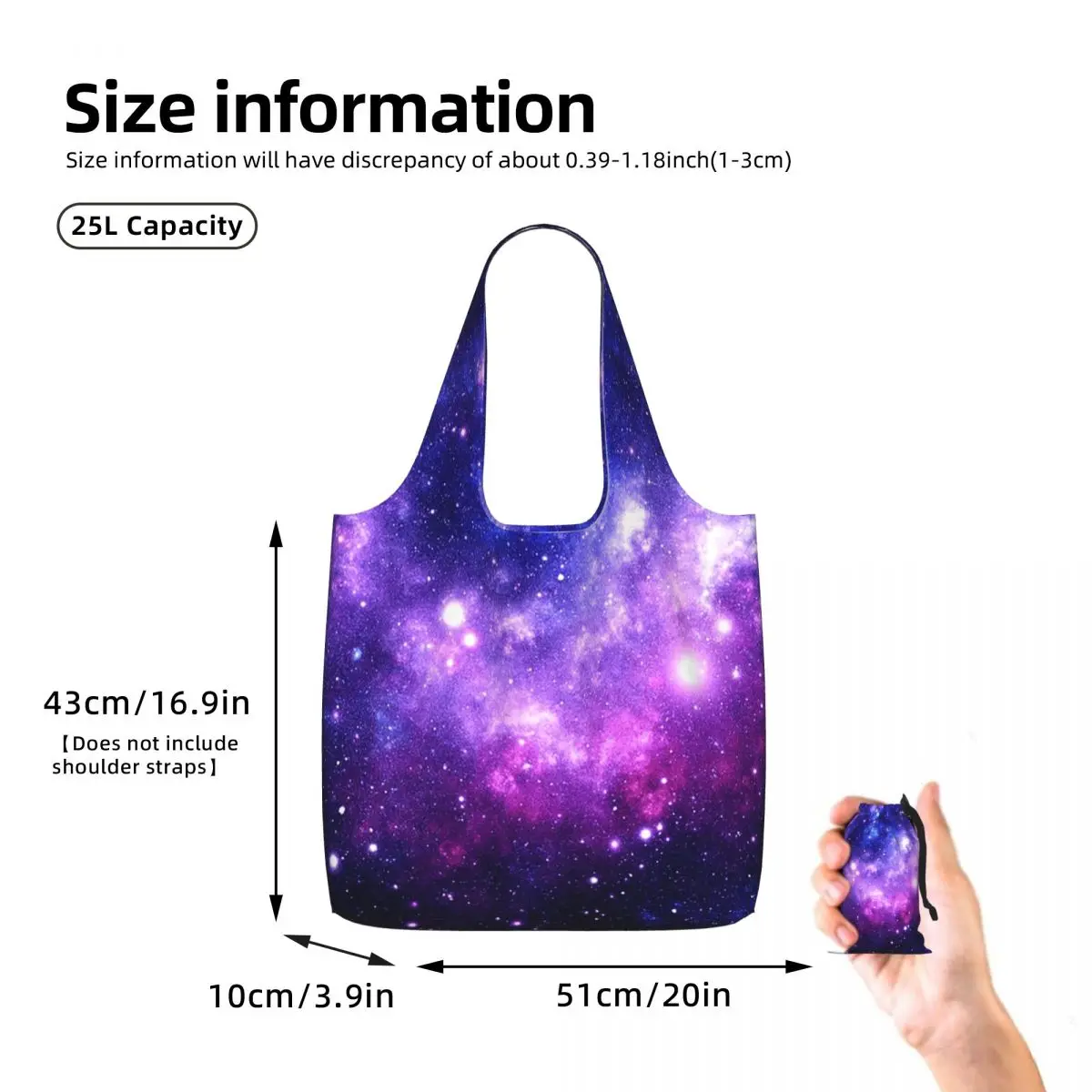 Purple Blue Galaxy Nebula Shopping Tote Bag Canvas Large Capacity Shoulder Bags Shopper Grocery Handbag for Women