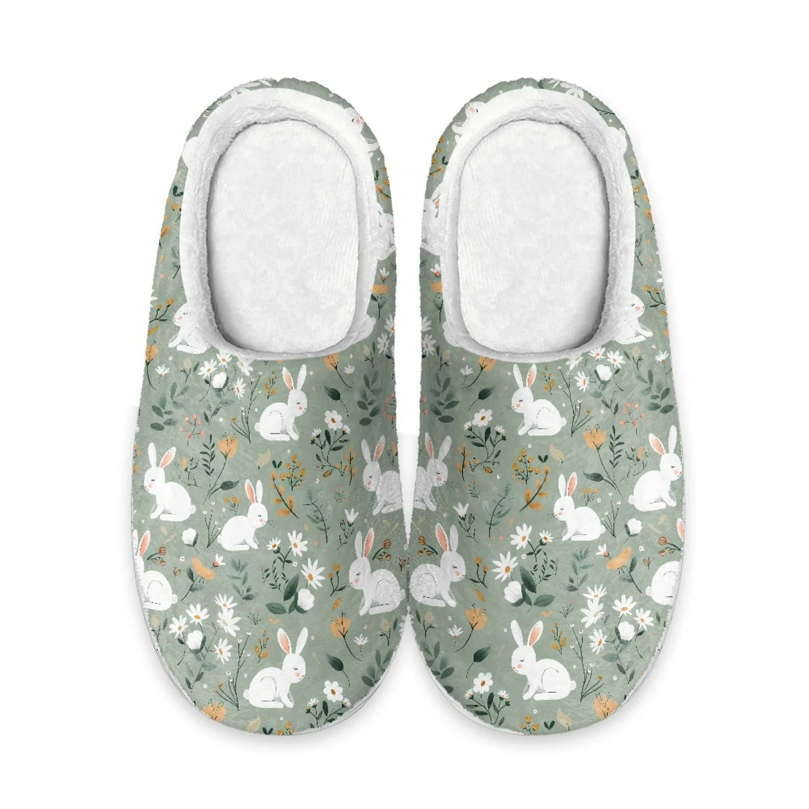 PENSTROLL Rabbit Grandma Warm Winter Slippers Fleece Slippers for Bedroom Wfh Cozy Essentials Slippers