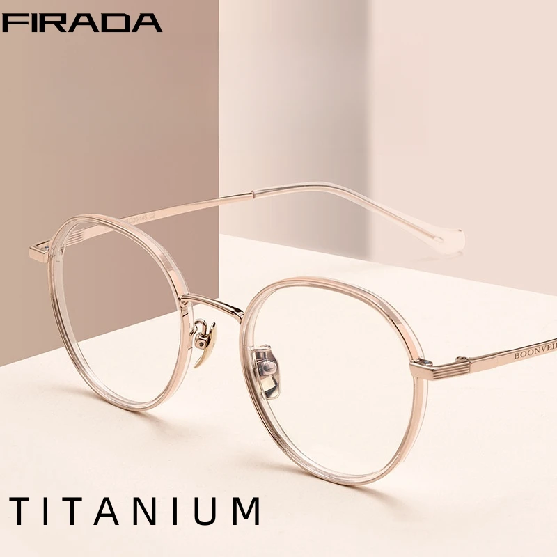 

FIRADA Fashion Comfortable Eyewear Vintage Pure Titanium Eyeglasses Ultra Light Prescription Glasses Frame For Men Women BV6035V