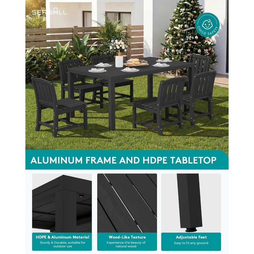 Outdoor Expandable Dining Table 60 to 83 Inches Black Patio Furniture