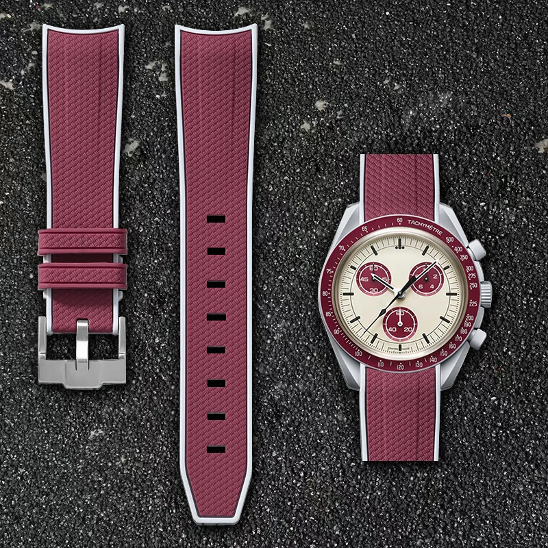 HQ Curved End Watch Strap 20mm For Omega X Swatch Joint MoonSwatch Sport Wristband Silicone Rubber Band Seamaster 300 Bracelet