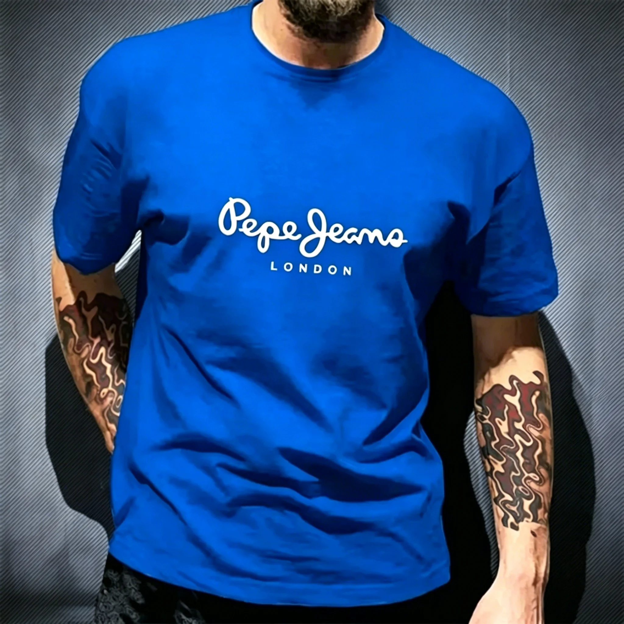 Pepe Jeans London Grafik-T-Shirt für Herren, Schwarz, lässig, Rundhalsausschnitt, kurze Ärmel, Streetwear, Baumwolle, Alltags-Top – Detail 16
