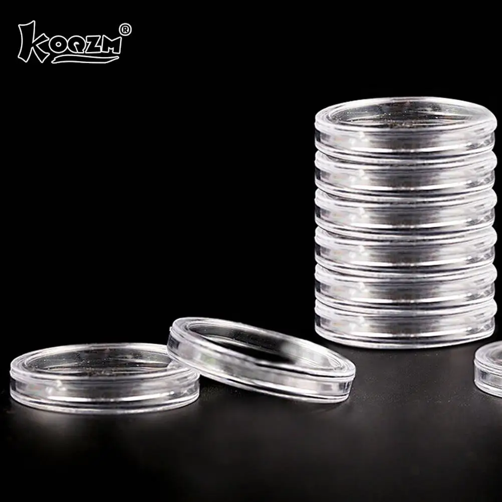 10pcs 40mm Applied Clear Round Cases Coin Storage Capsules Holder Round Plastic