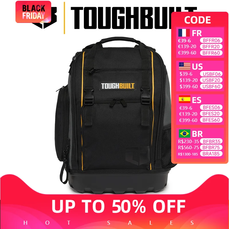 TOUGHBUILT TB-66C Hard Bottom Tool Backpack Wear-resistant Waterproof Electrician Maintenance Organizer Backpack Toughbuilt Bag