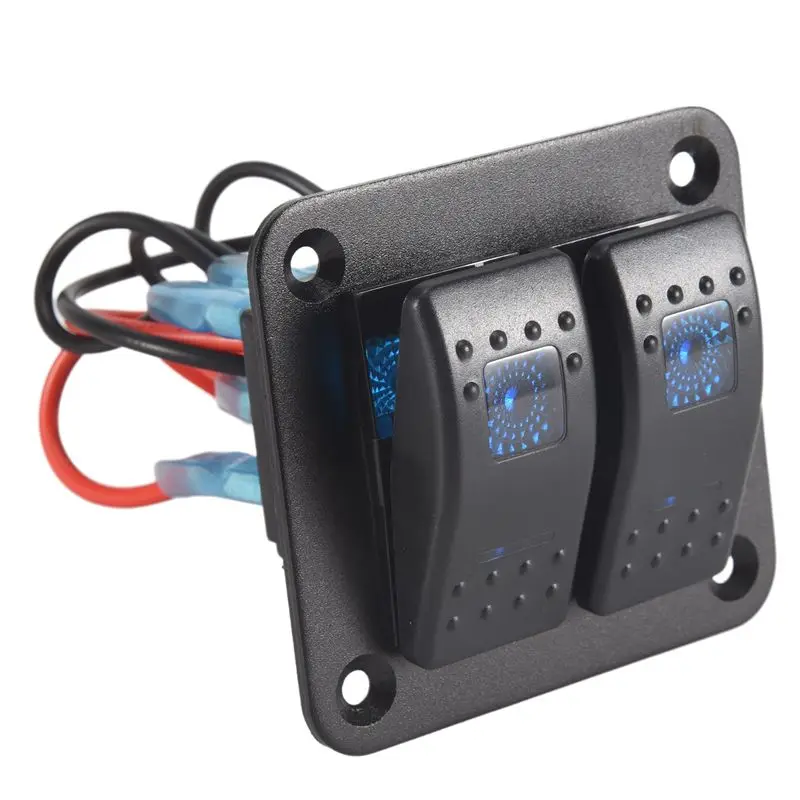 

Superior-2 Gang Rocker Switch Panel 5Pin On Off Pre-Wired Rocker Switch Waterproof Switche Panel For Car Marine ATV Trailer