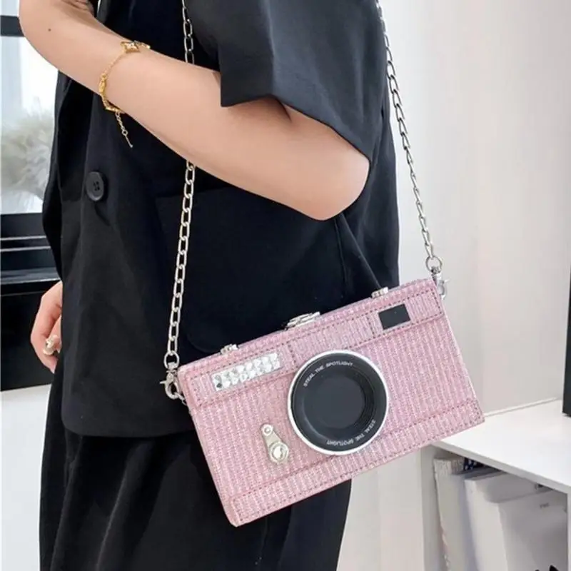 

340D Women Leather Shoulder Bag Small Square Bag Camera Box Crossbody Bag for Party