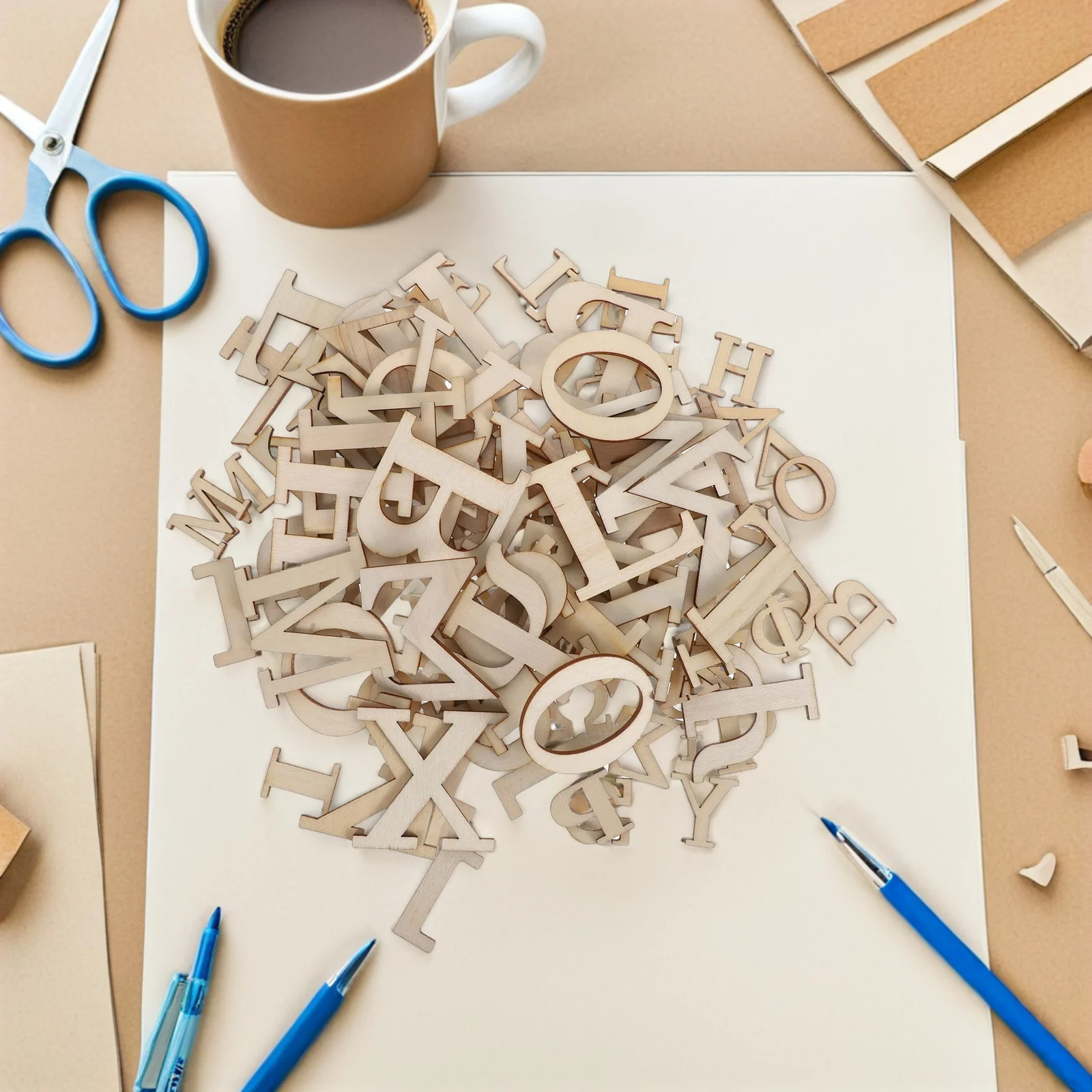 

96pcs Wooden Greek Alphabet Unfinished Wood Educational for Kids Skill Development Smooth Natural Greek Letter