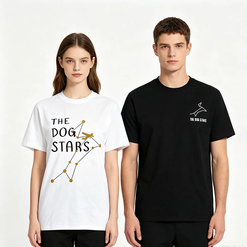 THE DOG STARS T-shirt Unisex Constellation Graphic Print TShirt Men Women Crew Neck Short Sleeve Tee Star Pattern Streetwear Top