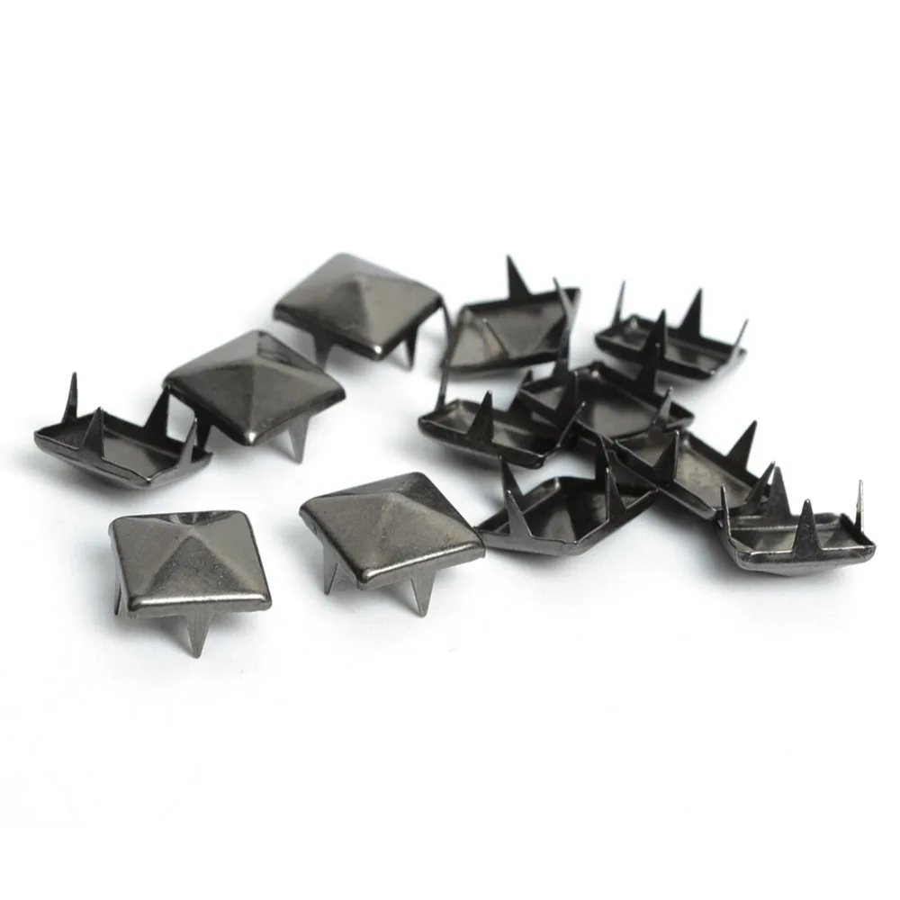 10mm Black Square Rivets 4 Claw Spikes And Studs Punk Leather Rivets For Jeans Clothes 100pcs Punk DIY Crafts For Bags