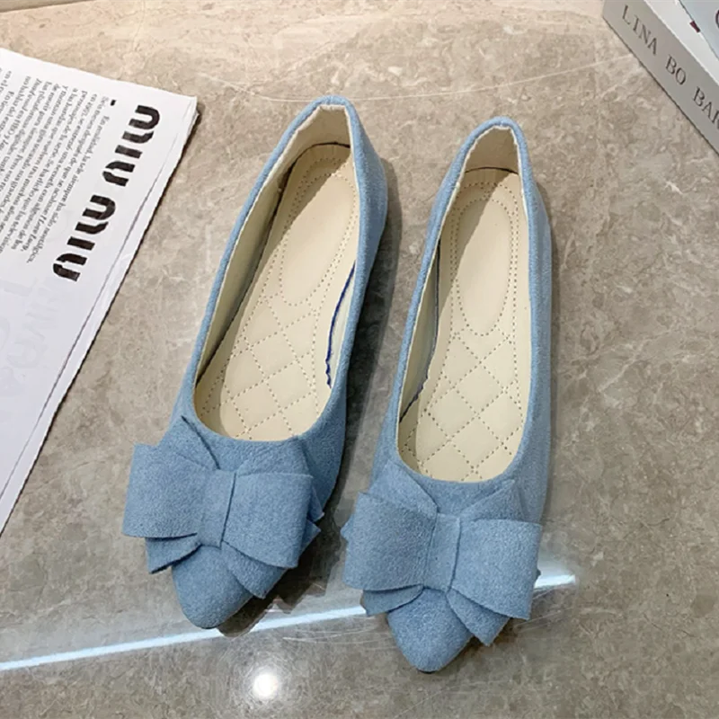 Zapatos de mujer หญิงสีเขียวน้ําหนักเบา Bow Tie SLIP บนรองเท้าสบายๆสีดําโรงแรมทํางานอาชีพรองเท้า fa39