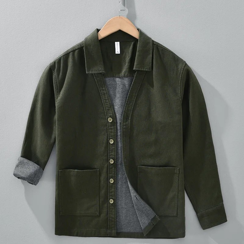 

Мужская повседневная свободная рубашка-куртка Y252 из льна и хлопка с винтажным дизайном, осенняя модная верхняя одежда с длинным рукавом