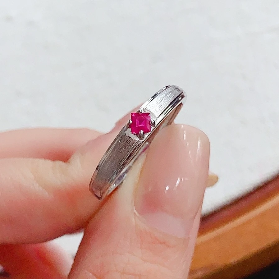 Simple 925 Silver Gemstone Ring 3mm Natural Ruby Ring with Certificate Genuine Ruby Silver Jewelry Women Daily Wear Accessories