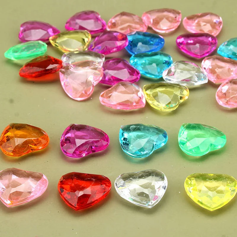 30PCS 25MM Heart Shaped Acrylic Diamond Gems Pirate Treasure Party Favors Goodie Bags For Kids Birthday Small Presents