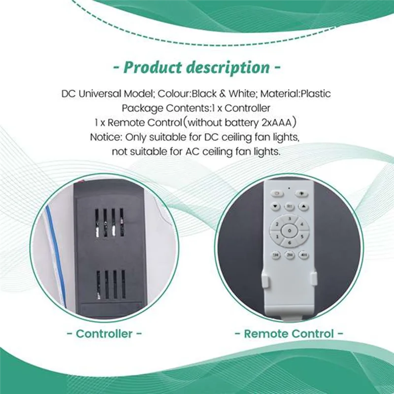 Universal Remote Control Kit For Ceiling Fan 6-Speed Timing Dc Fan Light Driver Controller Low Voltage 30W A62X