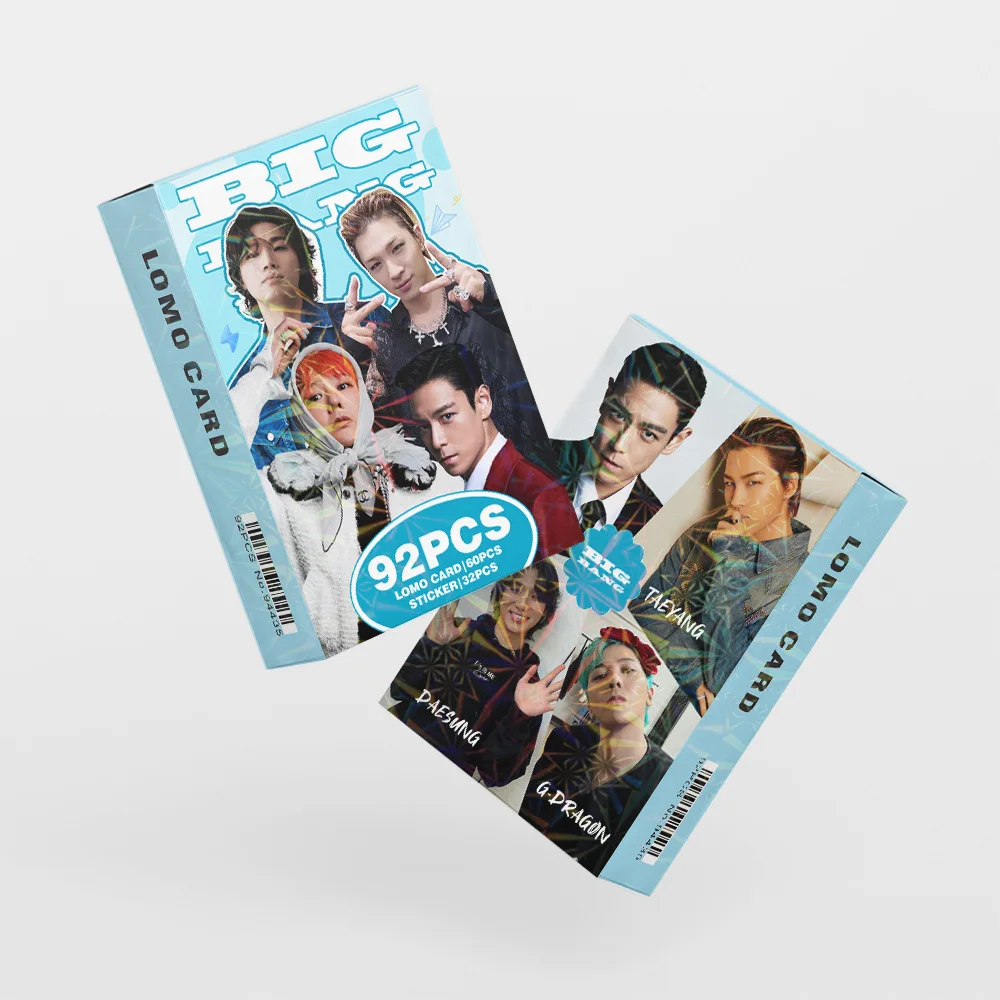 92Pcs/Set Kpop Bigbang G-Dragon World Tour Lomo Cards Stickers Taeyang TOP Daesung 60Pcs Photocards 32Pcs Decals Fans Gift