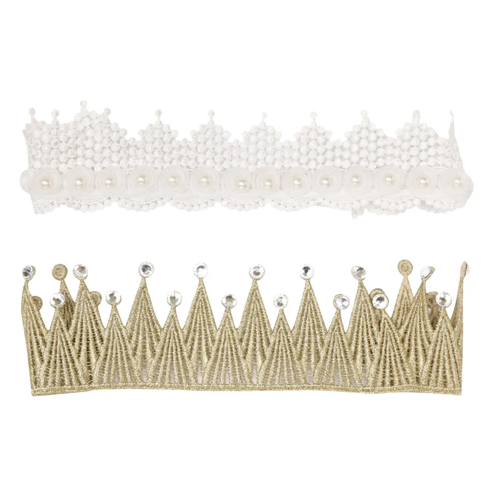 

2 Pcs Crown Shape Design Headb s Baby Lace Hair naments Kids Infants Party Photo Props Gifts Trendy Decorations