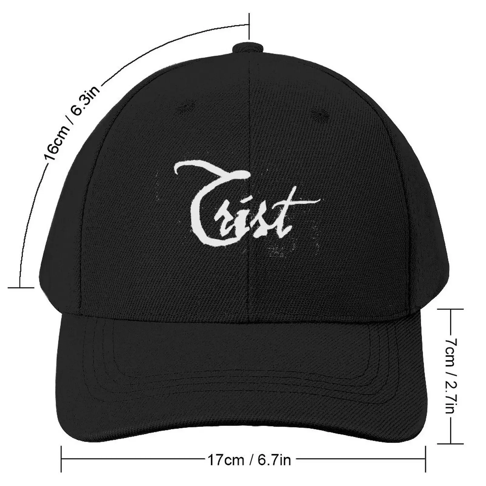 TRIST distressed black metal logo text Baseball Cap Snapback Cap Sunscreen Vintage black Women Hats Men's